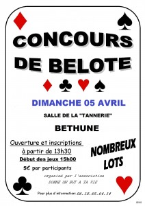 Affiche du concours organisé dimanche 5 avril 2015 dans la commune de Béthune, dans le Pas de Calais (62).