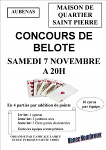 AFFICHE BELOTE 7 NOVEMBRE