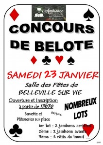 Affiche du Concours de belote le 23 janvier 2016 à Belleville Sur Vie - 85