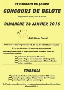 Affiche Concours de belote le 24 janvier 2016 à St Romain en Jarez (42)