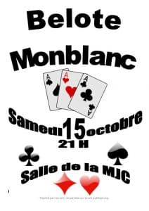 Affiche du tournoi de belote du 15 Octobre 2016 à 32130 Monblanc - Gers