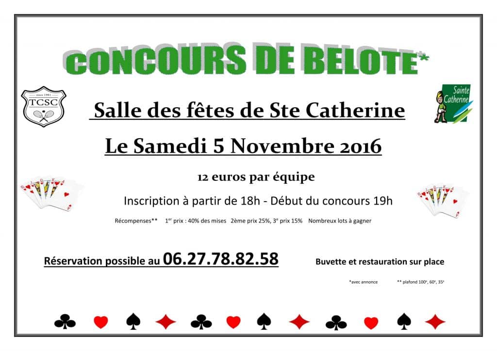 affiche Tournoi de belote le 5 novembre à Sainte-Catherine-les-Arras - 62