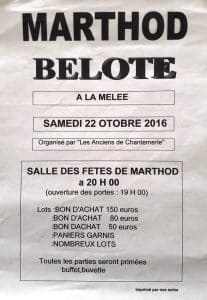 Concoursd de belote le 22 Octobre 2016 à Marthod