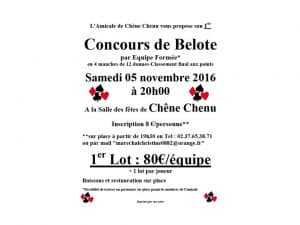 Concours de Belote le 5 novembre 2016 à Chêne Chenu (28)