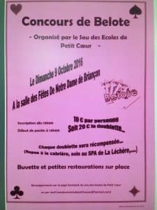 affiche Tournoi de belote dimanche 9 octobre 2016 à Notre Dame de Briançon - 73