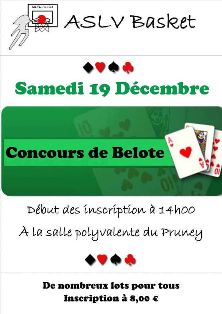 affiche Concours de belote le 29 octobre 2016 au Versoud