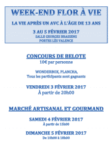 affiche week end floravie, Tournoi de belote le 3 février 2017 à Portes les Valence - Drôme