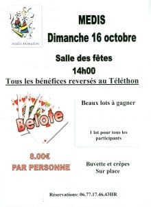 Concours de Belote le 16 octobre 2016 à Médis Charente Maritime