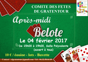 Affiche Après-midi belote le 4 février 2017 à Gratentour