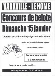 Affiche Concours de belote dimanche 15 janvier 2017 à Varaille-le Home (14)