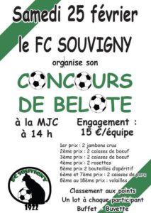 Affiche Concours de belote samedi 25 février 2017 à Souvigny - Allier