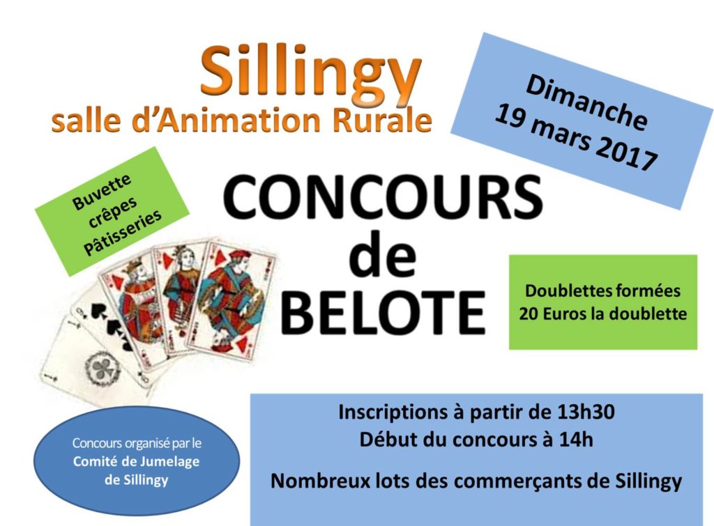 affiche Concours de Belote le 19 mars 2017 à Sillingy (74330)