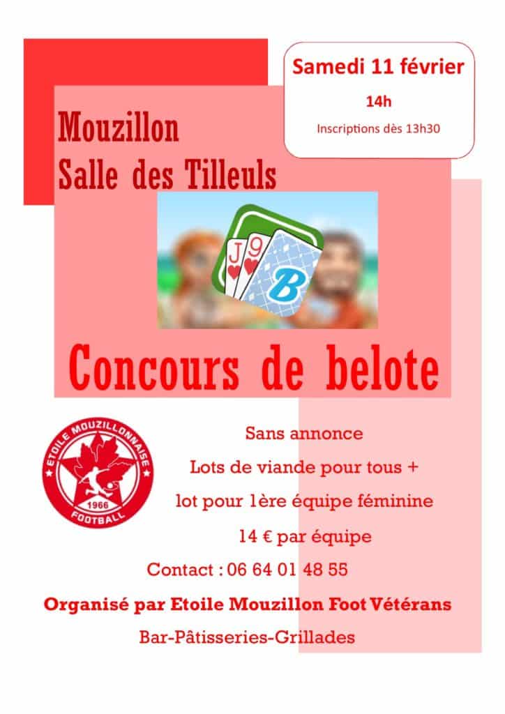 Affiche du Concours de belote le 11 février 2017 à Mouzillon (44)